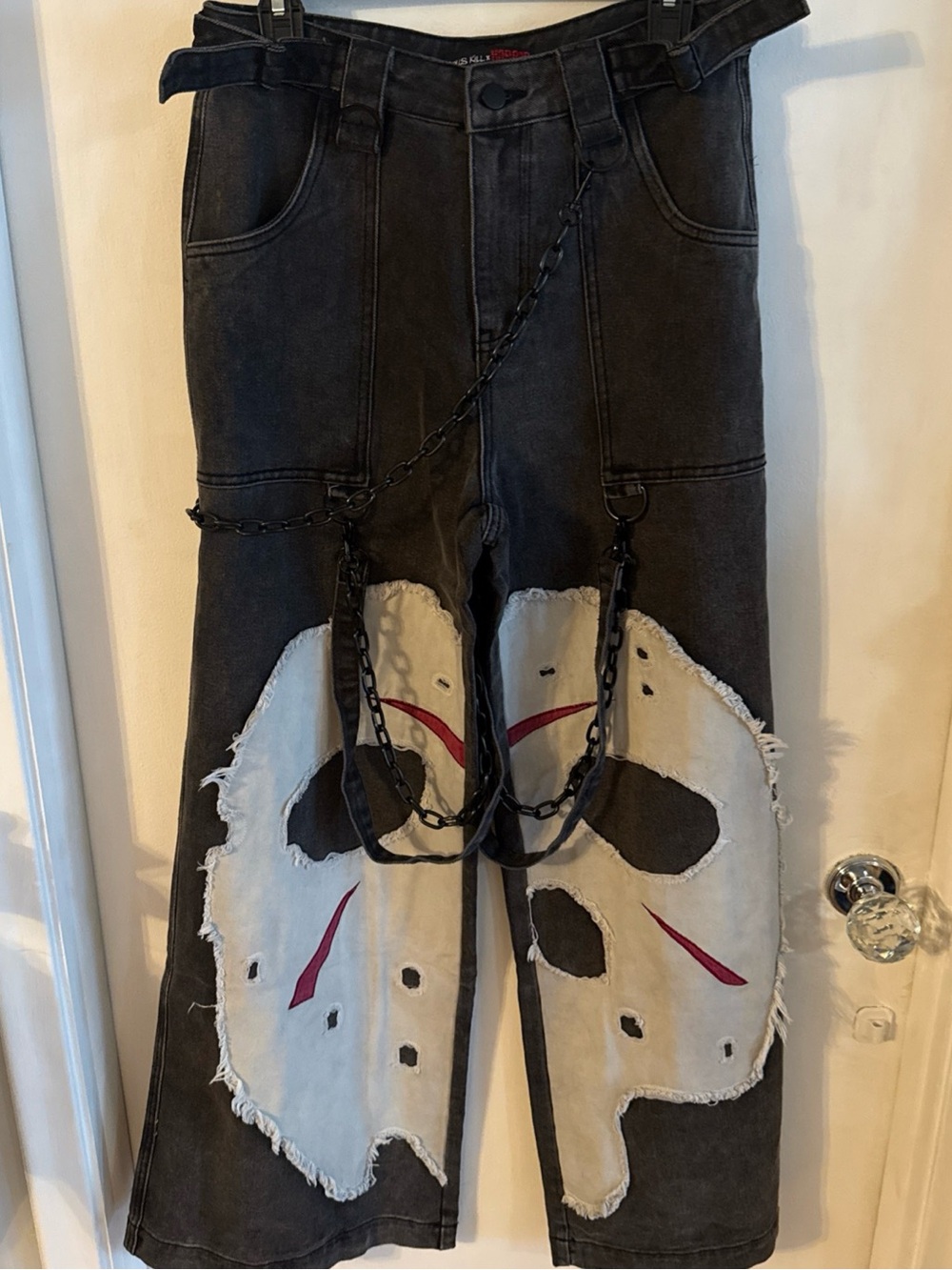Dolls kill X Horror Jason Friday 13 Wide-Leg Jeans with Graphic Patch Detail
